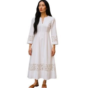 Tuckernuck Dress Womens XS White Adelaide Eyelet Feminine Maxi Minimalist